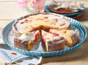 Saftiger Rhabarber-Quarkkuchen