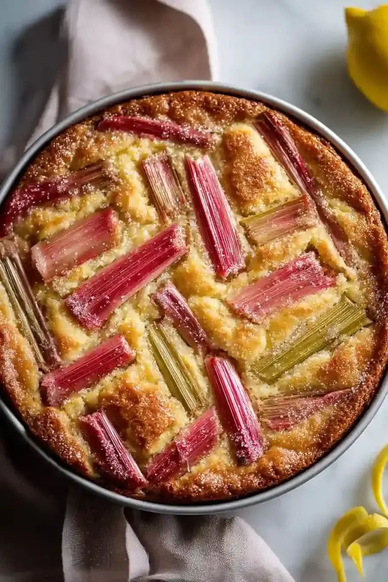 Creamy Rhubarb Custard Cake – thegirlskitchen