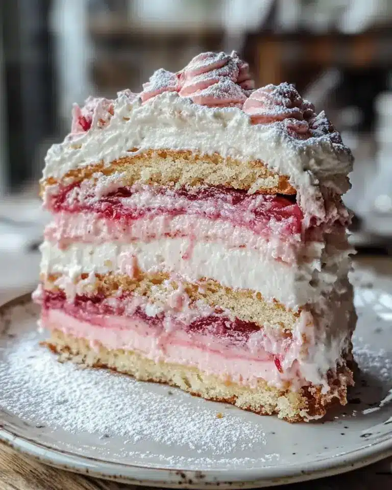 Rhabarbersahne-Torte mit Mandeln Rezept