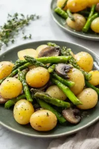 Knuspriger Gebratener Spargel und Kartoffeln
