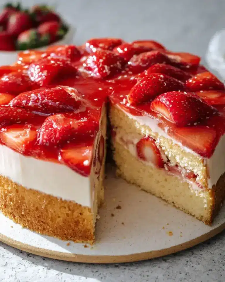 Schneller Erdbeerkuchen mit Schmand