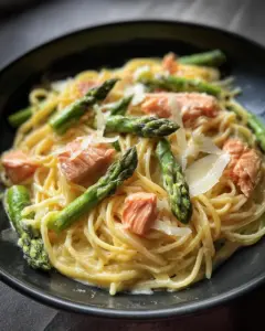 Spaghetti mit Lachs und Spargel