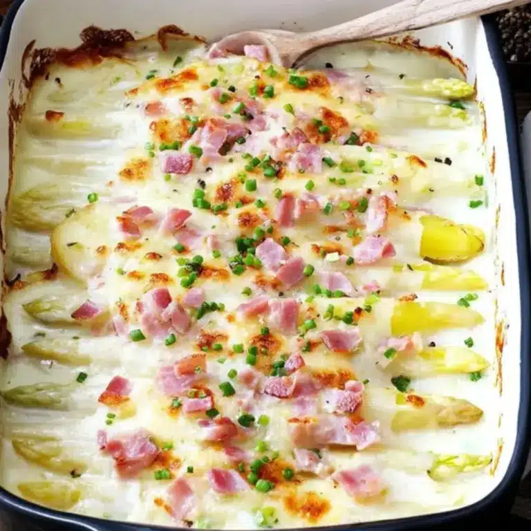 Spargelauflauf mit Kartoffeln und Schinken