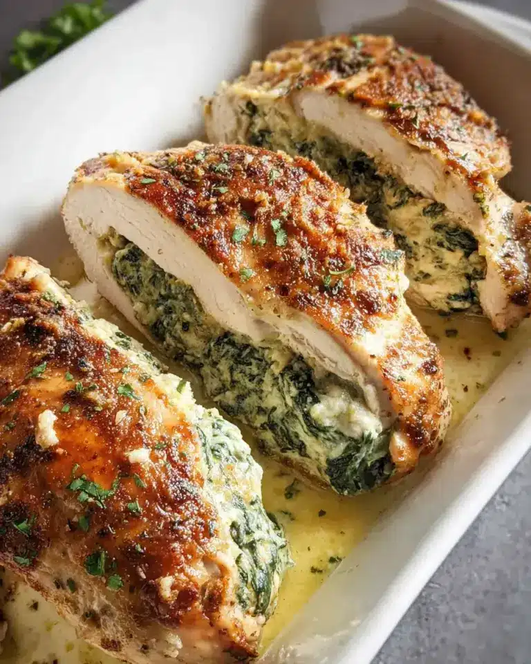 Spinat gefüllte Hähnchenbrustfilets