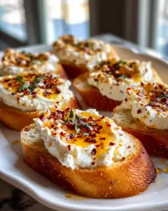 Süß scharfe Feta Crostini