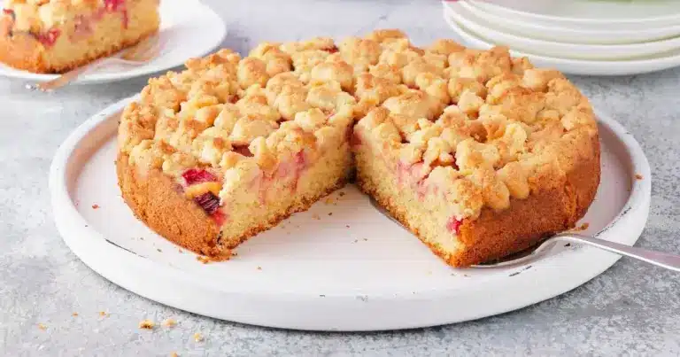 Veganer Rhabarberkuchen – sooo saftig & knusprig! | Die besten Backrezepte mit Gelinggarantie