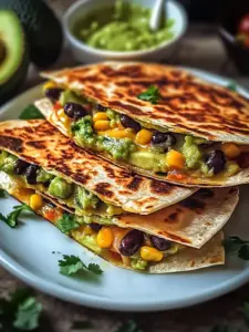 Köstliche vegetarische Avocado- und schwarze Bohnen-Quesadilla