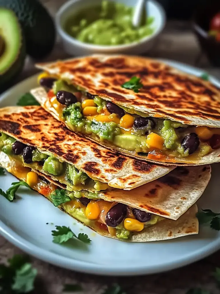 Köstliche vegetarische Avocado- und schwarze Bohnen-Quesadilla