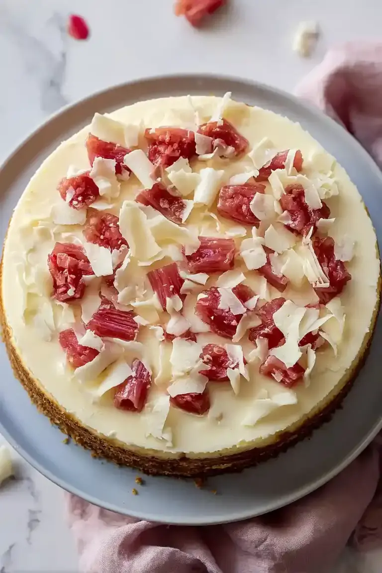 Rich White Chocolate Rhubarb Cheesecake – moanaskitchen