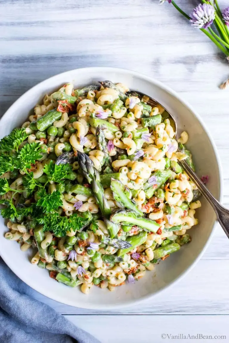 Lemon-Dijon Asparagus and Pea Macaroni Salad