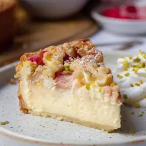 German Rhubarb Cheesecake with Quark & Streusel