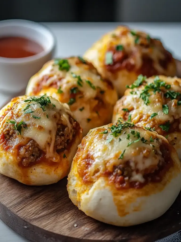 Perfekte gefüllte Pizza Bällchen mit Hackfleisch und Käse!