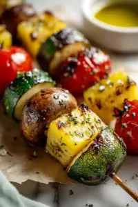 gegrillte gemüsespieße mit ananas