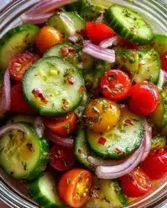 Marinated Cucumbers, Onions, and Tomatoes – A Refreshing Delight